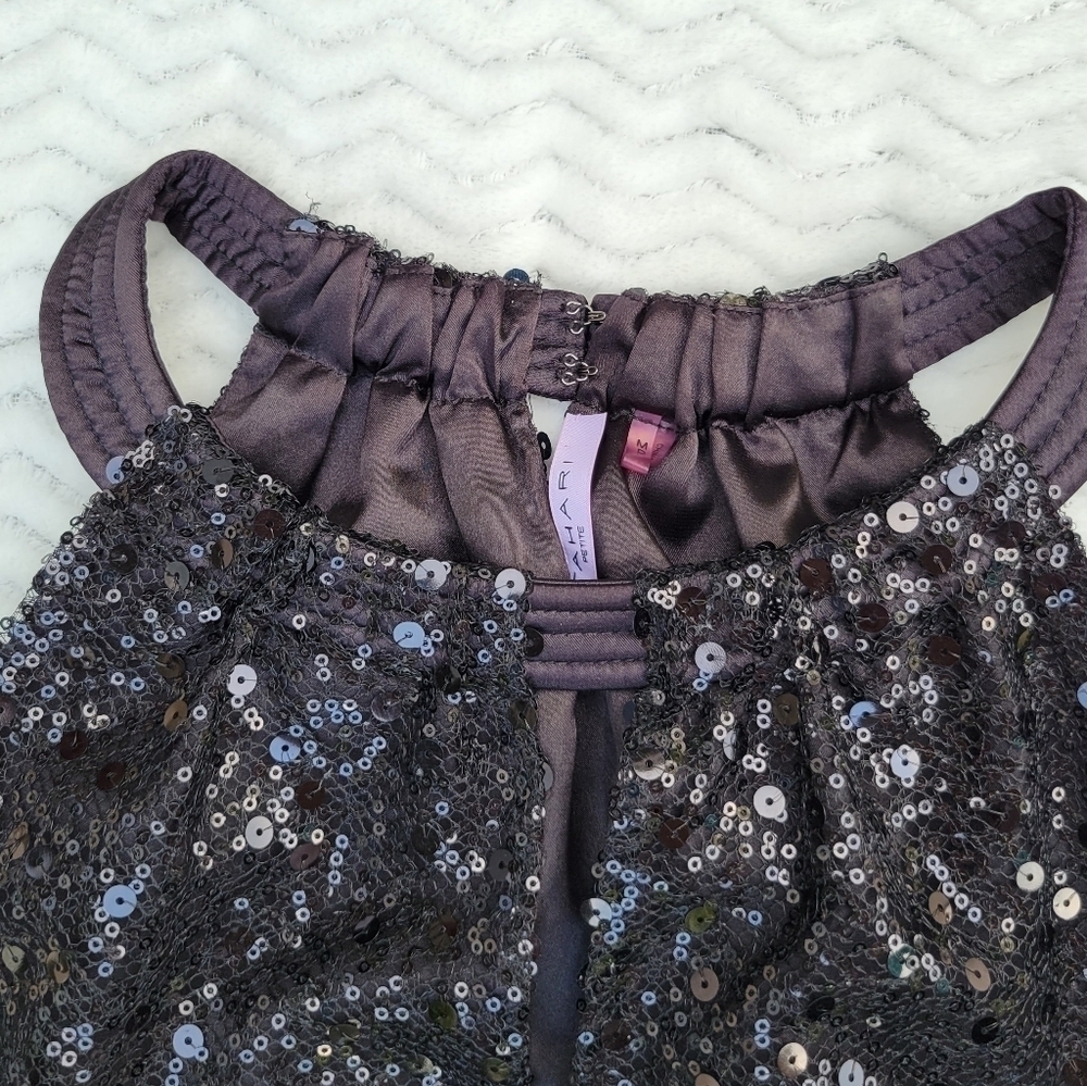 Tahari women's black sequin tank keyhole hope blouse - Picture 7 of 12